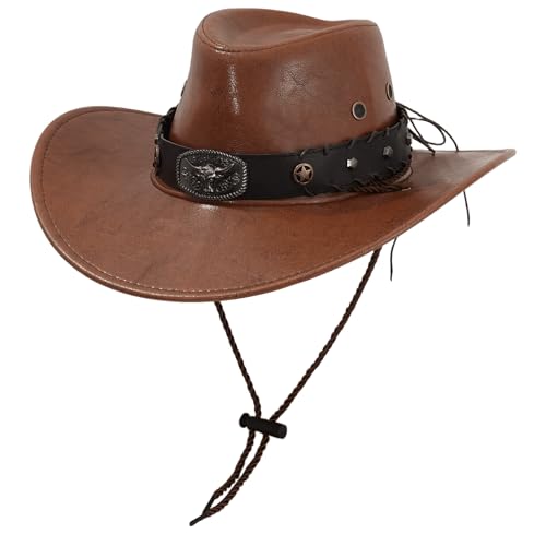 ZYHARUKO PU Westernhut Halloween Kostüm Zubehör Hut Cowgirls Kostüm Hut Karneval Party Hut für formelle Veranstaltungen und Reisen ZYHARUKO PU Westernhut Halloween Kostüm Zubehör Hut Cowgirls Kostüm Hut Karneval Party Hut für formelle Veranstaltungen und Reisen von ZYHARUKO