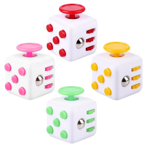 Anti-Stress Würfel Spielzeug 4 Stück Fidget Cube Fidget Würfel mit 6 Seiten Funktion für Kinder und Erwachsene Stressaubbau bei Nervösität von ZYHDFH