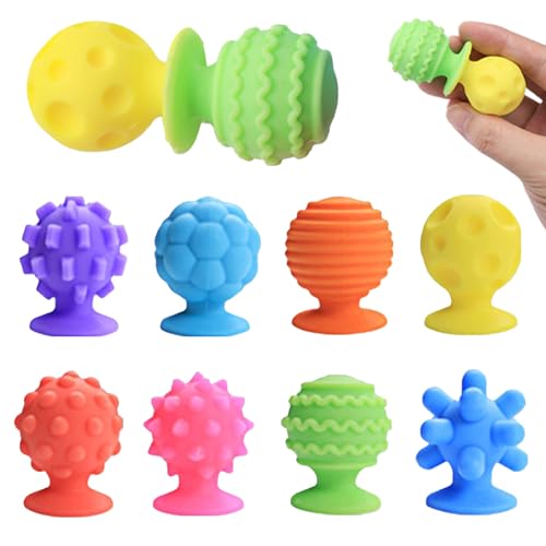 Fidget Toys Erwachsene Kinder 8 Stück Saugnapf Spielzeug Kinder Antistress Spielzeug Sensorik Autismus Silikon Badewannen Spielzeugs für Zuhause, Arbeitsbereich, Park, Schule und Draußen von ZYHDFH