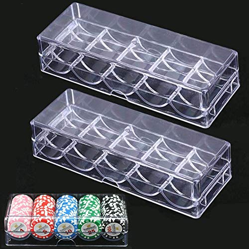2 PCS Poker Chips Box Acryl PokerChips Tray Box Poker Chips Halter Tray Transparent Chips Aufbewahrungskoffer mit Abdeckung für 100 Stück Chips Aufbewahrung für Party Home Casino Spiel von ZYHDFH