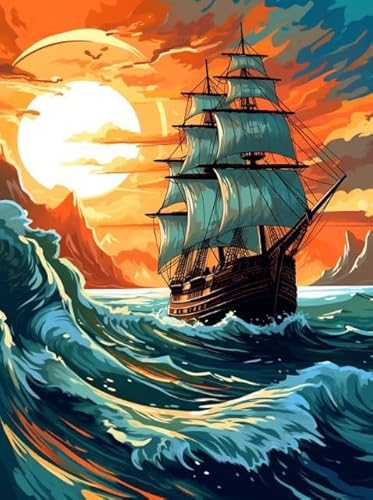 Abstract Sailboat Painting - Unregelmäßiges Puzzles - Lustige Gedächtnis- Und Wahrnehmungs Spiele - Stressabbau-Spielzeug Für Die Familie - Puzzle 1000 Stück Zx172Aw von ZYHDK