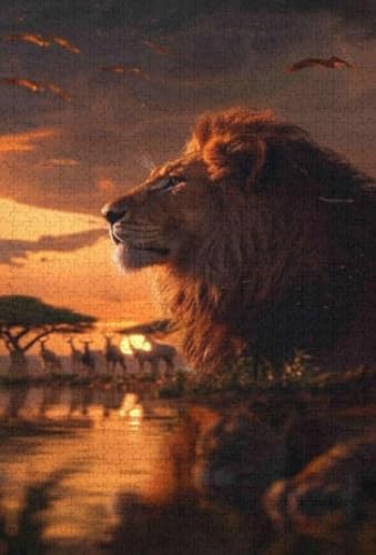 Animal Lionss Posters - Lernspielzeug Für Die Ganze Familie - Spiele Zur Stressreduzierung Für Die Ganze Familie - Puzzle-Herausforderungs Spiel Für Erwachsene - 1000 Stück Puzzle - Kw08Zk von ZYHDK