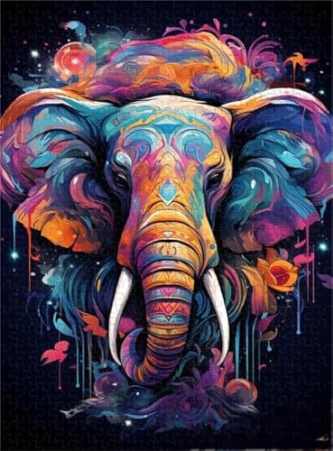 Art Puzzle - Colorful elephantss Painting - Personalisiertes Spielzeug Für Erwachsene - Children's Personalisiertes Puzzle-Spielzeug Für Erwachsene Gifts - 1000 Stück Puzzle Zx233Aw von ZYHDK