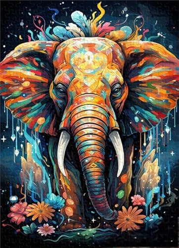 Art Puzzle - Colorful elephantss Painting - Personalisiertes Spielzeug Für Erwachsene - Children's Personalisiertes Puzzle-Spielzeug Für Erwachsene Gifts - 1000 Stück Puzzle Zx234Aw von ZYHDK