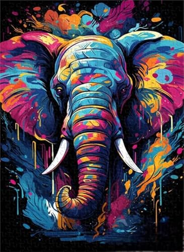 Art Puzzle - Colorful elephantss Painting - Personalisiertes Spielzeug Für Erwachsene - Children's Personalisiertes Puzzle-Spielzeug Für Erwachsene Gifts - 1000 Stück Puzzle Zx235Aw von ZYHDK