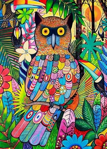 Colorful Owlss Posters - Abstrakte Kunst Puzzle，Lernspiele Für Erwachsene - Personalisiertes Challenge-Spielzeug - Puzzles 1000 Stück Gifts - Kw115Zk von ZYHDK