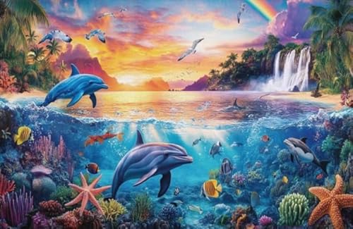 Dolphinss Marine Animal Posters - Abstract Kunst-Puzzle - Dekompressions Spielzeug Für Die Familie - Children's Personalisiertes Puzzle-Spielzeug Für Erwachsene - 1000 Stück Puzzle Gifts - Kw528Zk von ZYHDK