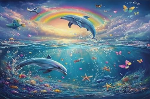 Dolphinss Marine Animal Posters - Abstract Kunst-Puzzle - Dekompressions Spielzeug Für Die Familie - Children's Personalisiertes Puzzle-Spielzeug Für Erwachsene - 1000 Stück Puzzle Gifts - Kw529Zk von ZYHDK