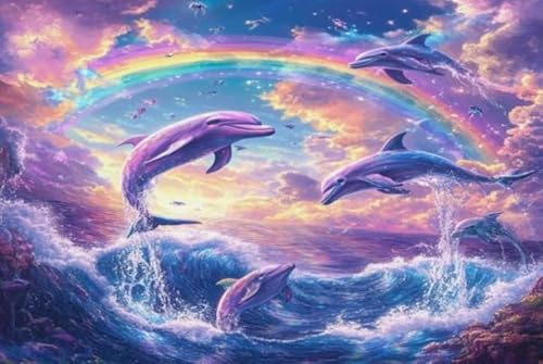Dolphinss Marine Animal Posters - Abstract Kunst-Puzzle - Dekompressions Spielzeug Für Die Familie - Children's Personalisiertes Puzzle-Spielzeug Für Erwachsene - 1000 Stück Puzzle Gifts - Kw530Zk von ZYHDK