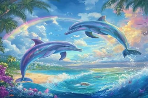 Dolphinss Marine Animal Posters - Abstract Kunst-Puzzle - Dekompressions Spielzeug Für Die Familie - Children's Personalisiertes Puzzle-Spielzeug Für Erwachsene - 1000 Stück Puzzle Gifts - Kw533Zk von ZYHDK