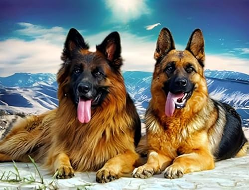 Puzzle 1000 Stück - German Shepherds Oil Painting Dog - Unregelmäßige Rätsel - Memory-Spiels for Adults - Spielzeug Zum Stressabbau Für Die Ganze Familie Gifts Zx255Ap von ZYHDK