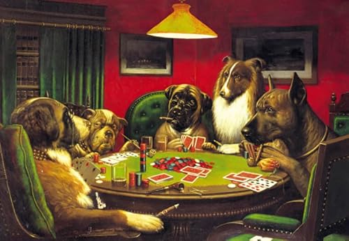 Puzzles 1000 Stück - Dogs Playing Pokers Poster，Abstract Art Puzzle - Für Spaß-Herausfürderungs Spielzeug Für Erwachsene Gifts - Lernspielzeug Für Die Ganze Familie - Pk238Zw von ZYHDK