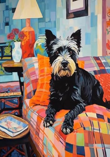 Puzzles 1000 Stück - Scottish Terriers Painting - Abstrakte Kunst Puzzle，Lernspiele Für Erwachsene - Personalisiertes Challenge-Spielzeug - Kw392Zk von ZYHDK