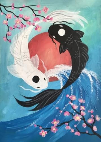 ZYHDK 1500 Stück ，Difficult Puzzle ，Poster ，Vintage Japanese Tai Chi Goldfishs Art Painting ，Elderly Gedächtnis-Erkennungs Spiels - Kz55Dw von ZYHDK