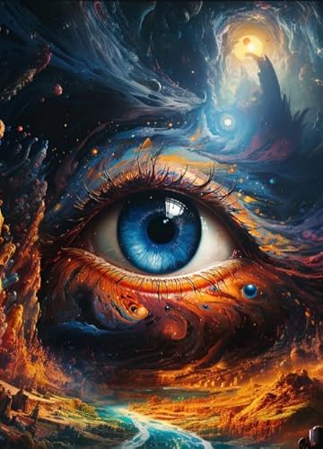 ZYHDK 1500 Stück ，Poster ，Difficult Puzzle ，Gifts ，Bunt ，Eyess Surreal Painting ，Stressabbau-Spiel Für Erwachsene, Kunstbild - Kz248Dw von ZYHDK