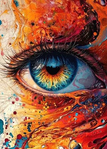 ZYHDK 1500 Stück ，Poster ，Difficult Puzzle ，Gifts ，Bunt ，Eyess Surreal Painting ，Stressabbau-Spiel Für Erwachsene, Kunstbild - Kz249Dw von ZYHDK