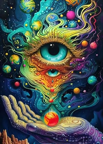 ZYHDK 1500 Stück ，Poster ，Difficult Puzzle ，Gifts ，Bunt ，Eyess Surreal Painting ，Stressabbau-Spiel Für Erwachsene, Kunstbild - Kz250Dw von ZYHDK