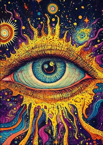 ZYHDK 1500 Stück ，Poster ，Difficult Puzzle ，Gifts ，Bunt ，Eyess Surreal Painting ，Stressabbau-Spiel Für Erwachsene, Kunstbild - Kz252Dw von ZYHDK