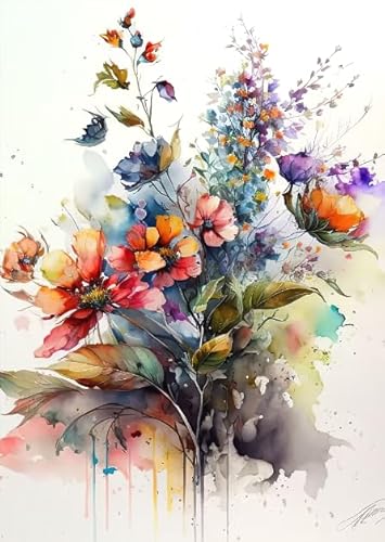 ZYHDK 1500 Stück - Bilder - Gifts - Bunt Puzzle - Flowers Watercolor - Elderly Gedächtnis-Erkennungs Spiels - Wand Kunst Dekoration - Yz432Wk von ZYHDK