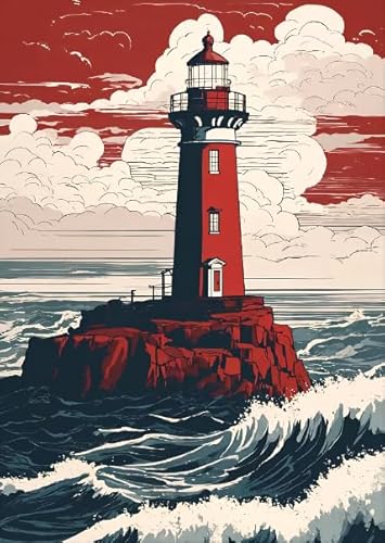 ZYHDK 1500 Stück - Poster - Difficult Puzzle - Gifts - Seaside Lighthouses Abstract Painting - Stressabbau-Spiel Für Erwachsene, Kunstbild - Kz240Dw von ZYHDK