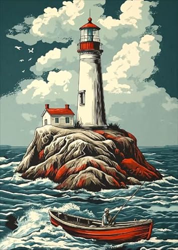 ZYHDK 1500 Stück - Poster - Difficult Puzzle - Gifts - Seaside Lighthouses Abstract Painting - Stressabbau-Spiel Für Erwachsene, Kunstbild - Kz241Dw von ZYHDK