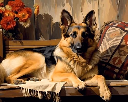 ZYHDK Puzzle 1500 Stück, Art Puzzle, German Shepherds Oil Painting, Personalisiertes Spielzeug Für Erwachsene, Lustiges Personalisiertes Spielzeug Gifts, Dh346Sz von ZYHDK
