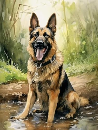 ZYHDK Puzzle 1500 Stück, Art Puzzle, German Shepherds Oil Painting, Personalisiertes Spielzeug Für Erwachsene, Lustiges Personalisiertes Spielzeug Gifts, Dh350Sz von ZYHDK