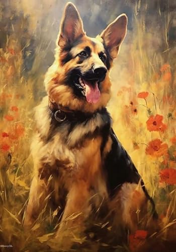 ZYHDK Puzzle 1500 Stück, Art Puzzle, German Shepherds Oil Painting, Personalisiertes Spielzeug Für Erwachsene, Lustiges Personalisiertes Spielzeug Gifts, Dh351Sz von ZYHDK