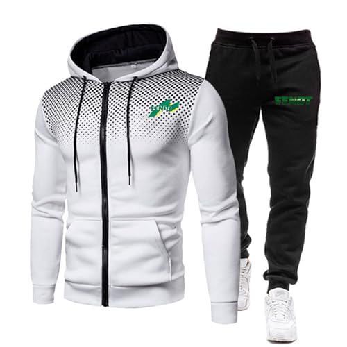 ZYHJZ Frühlings- und Herbstsport-Zweiteiler für FENDT, Herren-Trainingsanzug, Jogginganzug, leichte Basic-Sweatsuits, Unisex-Jogginganzug-Set mit Kapuzenpullover und Hose,White-M von ZYHJZ
