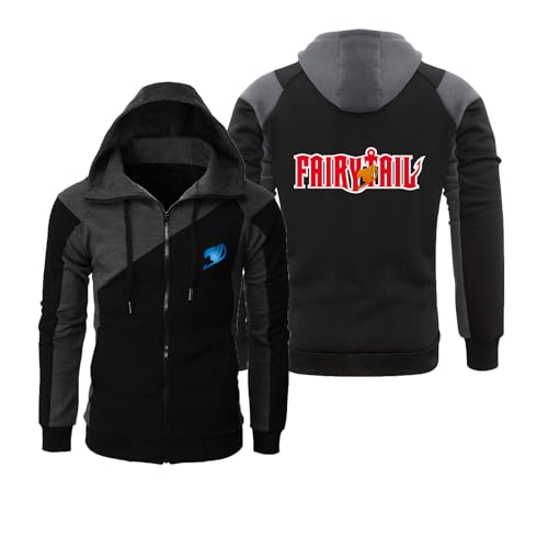 ZYHJZ Herren-Fleece-Kapuzenpullover mit Reißverschluss für FAIRY TAIL, lässiger Kapuzenpullover für Erwachsene in Kontrastfarbe, langärmeliges, warmes Oberteil Mantel,Black-L ZYHJZ Herren-Fleece-Kapuzenpullover mit Reißverschluss für FAIRY TAIL, lässiger Kapuzenpullover für Erwachsene in Kontrastfarbe, langärmeliges, warmes Oberteil Mantel,Black-L von ZYHJZ