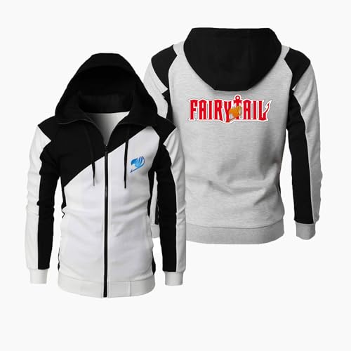 ZYHJZ Herren-Fleece-Kapuzenpullover mit Reißverschluss für FAIRY TAIL, lässiger Kapuzenpullover für Erwachsene in Kontrastfarbe, langärmeliges, warmes Oberteil Mantel,Light grey-XXL ZYHJZ Herren-Fleece-Kapuzenpullover mit Reißverschluss für FAIRY TAIL, lässiger Kapuzenpullover für Erwachsene in Kontrastfarbe, langärmeliges, warmes Oberteil Mantel,Light grey-XXL von ZYHJZ