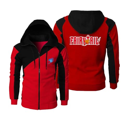 ZYHJZ Herren-Fleece-Kapuzenpullover mit Reißverschluss für FAIRY TAIL, lässiger Kapuzenpullover für Erwachsene in Kontrastfarbe, langärmeliges, warmes Oberteil Mantel,Red-S ZYHJZ Herren-Fleece-Kapuzenpullover mit Reißverschluss für FAIRY TAIL, lässiger Kapuzenpullover für Erwachsene in Kontrastfarbe, langärmeliges, warmes Oberteil Mantel,Red-S von ZYHJZ