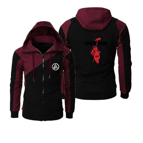 ZYHJZ Herren-Kapuzenpullover mit Reißverschluss, lässiger Kapuzenmantel für Linkin Park, dünnes Fleece-Kapuzenoberteil mit durchgehendem Reißverschluss, Frühlings-/Herbst-Sweatshirt,Wine red-XL ZYHJZ Herren-Kapuzenpullover mit Reißverschluss, lässiger Kapuzenmantel für Linkin Park, dünnes Fleece-Kapuzenoberteil mit durchgehendem Reißverschluss, Frühlings-/Herbst-Sweatshirt,Wine red-XL von ZYHJZ