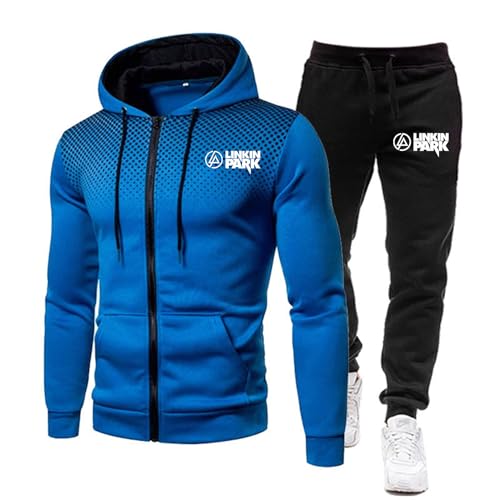 ZYHJZ Sportliches Trainingsanzug-Set für Herren für Linkin Park, sportliche Jogginghosen, langärmlige Trainingsanzüge mit Kapuze und Reißverschluss, Sportbekleidungs-Sets,Blue-L ZYHJZ Sportliches Trainingsanzug-Set für Herren für Linkin Park, sportliche Jogginghosen, langärmlige Trainingsanzüge mit Kapuze und Reißverschluss, Sportbekleidungs-Sets,Blue-L von ZYHJZ
