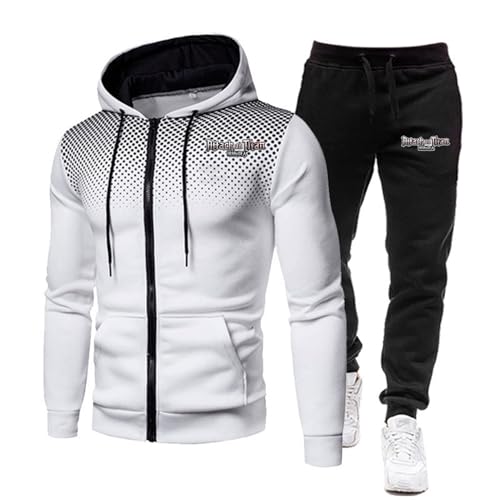 ZYHJZ Trainingsanzug-Set für Herren mit Kapuze für Attack Titan, Kapuzenpullover mit durchgehendem Reißverschluss, Jacke, sportlicher Trainingsanzug, Joggingoberteil, lässige Hose,White-XL ZYHJZ Trainingsanzug-Set für Herren mit Kapuze für Attack Titan, Kapuzenpullover mit durchgehendem Reißverschluss, Jacke, sportlicher Trainingsanzug, Joggingoberteil, lässige Hose,White-XL von ZYHJZ