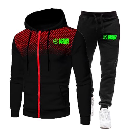ZYHJZ Trainingsanzug-Set für Herren mit Kapuze für Linkin Park, Langarm-Sweatshirt mit Kordelzug, Sicherheitsoberteil und -unterteil mit Taschen, Workout-Trainingsanzug-Sportset,Black-M ZYHJZ Trainingsanzug-Set für Herren mit Kapuze für Linkin Park, Langarm-Sweatshirt mit Kordelzug, Sicherheitsoberteil und -unterteil mit Taschen, Workout-Trainingsanzug-Sportset,Black-M von ZYHJZ