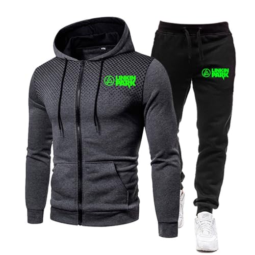 ZYHJZ Trainingsanzug-Set für Herren mit Kapuze für Linkin Park, Langarm-Sweatshirt mit Kordelzug, Sicherheitsoberteil und -unterteil mit Taschen, Workout-Trainingsanzug-Sportset,Grey-L ZYHJZ Trainingsanzug-Set für Herren mit Kapuze für Linkin Park, Langarm-Sweatshirt mit Kordelzug, Sicherheitsoberteil und -unterteil mit Taschen, Workout-Trainingsanzug-Sportset,Grey-L von ZYHJZ