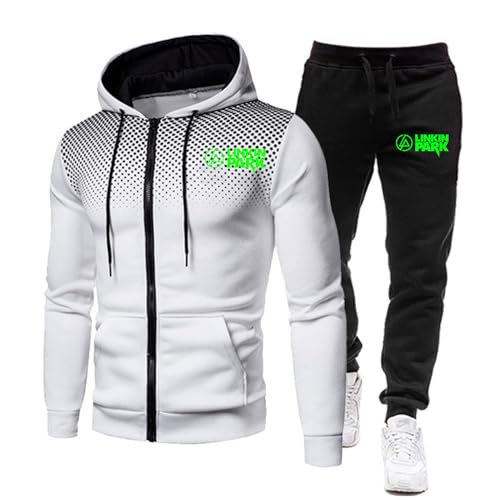 ZYHJZ Trainingsanzug-Set für Herren mit Kapuze für Linkin Park, Langarm-Sweatshirt mit Kordelzug, Sicherheitsoberteil und -unterteil mit Taschen, Workout-Trainingsanzug-Sportset,White-XXL ZYHJZ Trainingsanzug-Set für Herren mit Kapuze für Linkin Park, Langarm-Sweatshirt mit Kordelzug, Sicherheitsoberteil und -unterteil mit Taschen, Workout-Trainingsanzug-Sportset,White-XXL von ZYHJZ