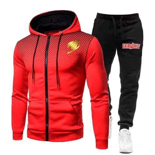 ZYHJZ Trainingsanzug-Set mit durchgehendem Reißverschluss, Sweatshirt mit Kapuze für FAIRY TAIL, Herren-Trainingsanzug-Set, Kapuzenjacke, Jogginghose, Oberteile und Unterteile,Red-S ZYHJZ Trainingsanzug-Set mit durchgehendem Reißverschluss, Sweatshirt mit Kapuze für FAIRY TAIL, Herren-Trainingsanzug-Set, Kapuzenjacke, Jogginghose, Oberteile und Unterteile,Red-S von ZYHJZ