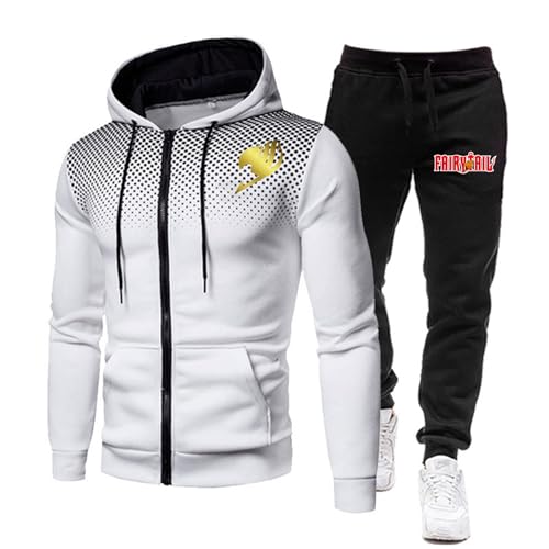ZYHJZ Trainingsanzug-Set mit durchgehendem Reißverschluss, Sweatshirt mit Kapuze für FAIRY TAIL, Herren-Trainingsanzug-Set, Kapuzenjacke, Jogginghose, Oberteile und Unterteile,White-XL ZYHJZ Trainingsanzug-Set mit durchgehendem Reißverschluss, Sweatshirt mit Kapuze für FAIRY TAIL, Herren-Trainingsanzug-Set, Kapuzenjacke, Jogginghose, Oberteile und Unterteile,White-XL von ZYHJZ