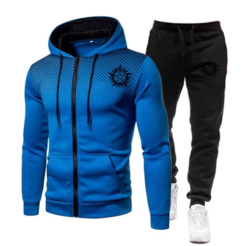 ZYHJZ Trainingsanzug-Sets für Herren mit athletischem Print für Supernatural, sportlicher, lässiger Trainingsanzug mit durchgehendem Reißverschluss, 2-teiliges Set mit Kapuzenpullover,Blue-XXL ZYHJZ Trainingsanzug-Sets für Herren mit athletischem Print für Supernatural, sportlicher, lässiger Trainingsanzug mit durchgehendem Reißverschluss, 2-teiliges Set mit Kapuzenpullover,Blue-XXL von ZYHJZ