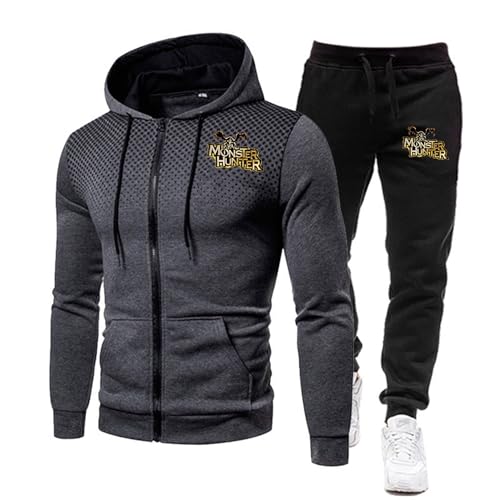 ZYHJZ Trainingsanzug für Herren, Activewear, durchgehender Reißverschluss, 2-teilig für Monster Hunter, Workout-Trainingsanzug, Sport-Set, lässige Jogging-Sweatanzüge, Sportbekleidung,Grey-XXL ZYHJZ Trainingsanzug für Herren, Activewear, durchgehender Reißverschluss, 2-teilig für Monster Hunter, Workout-Trainingsanzug, Sport-Set, lässige Jogging-Sweatanzüge, Sportbekleidung,Grey-XXL von ZYHJZ