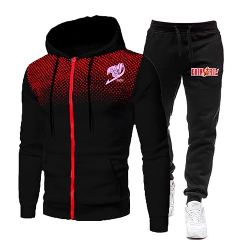ZYHJZ Trainingsanzug für Herren, komplettes Set für FAIRY TAIL, langärmeliges Kapuzenpullover- und Jogginghosen-Set, Hoodie-Jogging-Set, 2-teilig, modisch, lässig, sportlich,Black-3XL ZYHJZ Trainingsanzug für Herren, komplettes Set für FAIRY TAIL, langärmeliges Kapuzenpullover- und Jogginghosen-Set, Hoodie-Jogging-Set, 2-teilig, modisch, lässig, sportlich,Black-3XL von ZYHJZ