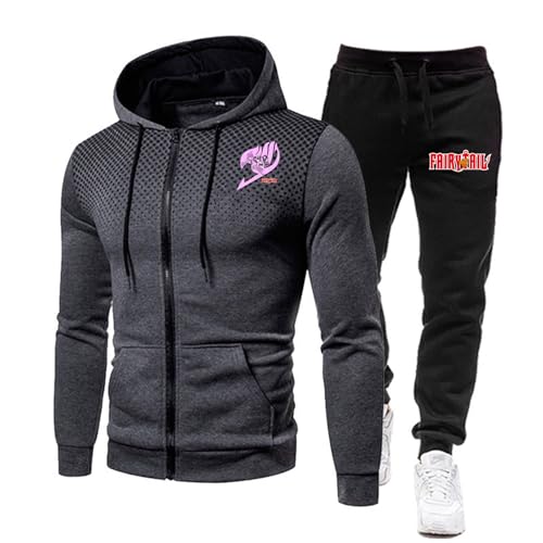 ZYHJZ Trainingsanzug für Herren, komplettes Set für FAIRY TAIL, langärmeliges Kapuzenpullover- und Jogginghosen-Set, Hoodie-Jogging-Set, 2-teilig, modisch, lässig, sportlich,Grey-XL ZYHJZ Trainingsanzug für Herren, komplettes Set für FAIRY TAIL, langärmeliges Kapuzenpullover- und Jogginghosen-Set, Hoodie-Jogging-Set, 2-teilig, modisch, lässig, sportlich,Grey-XL von ZYHJZ