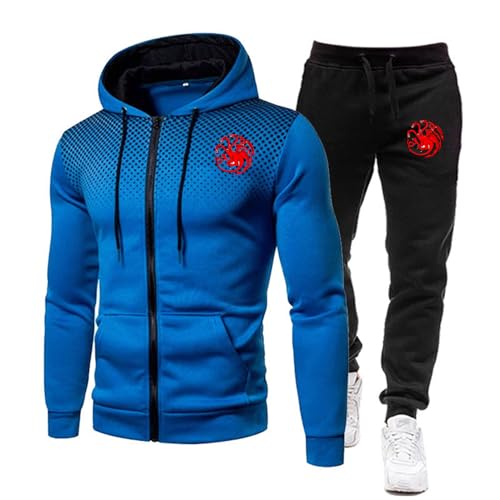 ZYHJZ Trainingsanzug für Herren, langärmeliger Kapuzenpullover für Targaryen, modischer Jogginganzug mit Kapuzenpullover und Jogginghose, Jogginghose und Sweatshirt,Blue-XXL ZYHJZ Trainingsanzug für Herren, langärmeliger Kapuzenpullover für Targaryen, modischer Jogginganzug mit Kapuzenpullover und Jogginghose, Jogginghose und Sweatshirt,Blue-XXL von ZYHJZ