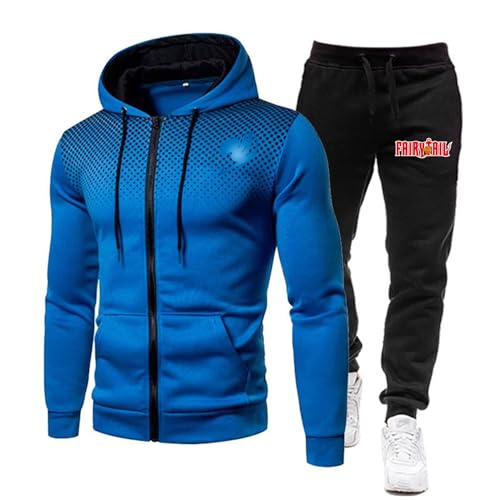 ZYHJZ Trainingsanzug für Herren langärmlig Oberteil und Unterteil für FAIRY TAIL, Set mit Reißverschluss und Kapuze, lässig, sportlich, Fitnessstudio, Jogginganzug mit Kordelzug,Blue-M ZYHJZ Trainingsanzug für Herren langärmlig Oberteil und Unterteil für FAIRY TAIL, Set mit Reißverschluss und Kapuze, lässig, sportlich, Fitnessstudio, Jogginganzug mit Kordelzug,Blue-M von ZYHJZ
