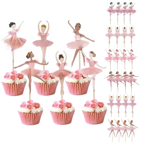 24 Stück Ballerina Cupcake Toppers - Rosa Ballett Mädchen Tortendeko, mit Ballett Tutu für Hochzeit, Babyshower, Geburtstag, Muffins, Kuchen und Desserts,Ballerina und Prinzessinnen Cupcake schmücken 24 Stück Ballerina Cupcake Toppers - Rosa Ballett Mädchen Tortendeko, mit Ballett Tutu für Hochzeit, Babyshower, Geburtstag, Muffins, Kuchen und Desserts,Ballerina und Prinzessinnen Cupcake schmücken von ZYJBD