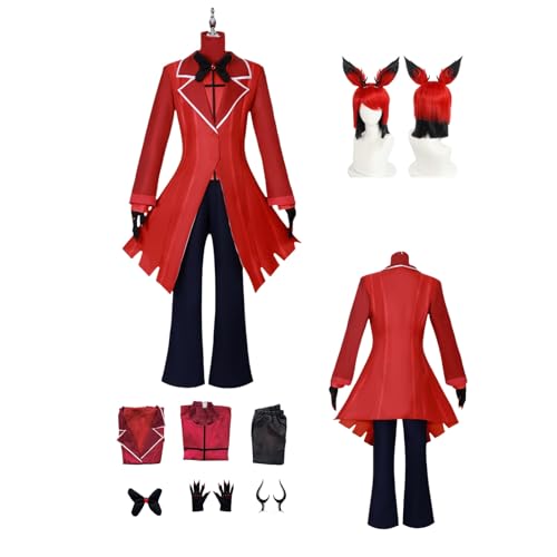 ZYJKGL Alastor Cosplay Kostüme Hazbin Hotel Charakter Fancy Dress Up Erwachsene Uniform Outfits Volles Set Halloween Karneval Party von ZYJKGL