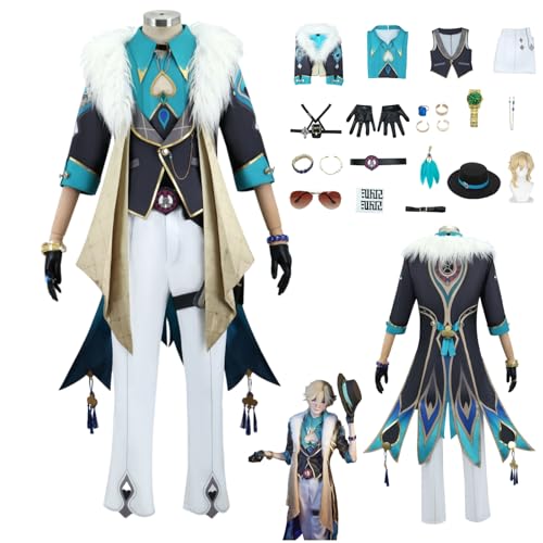 ZYJKGL Anime Aventuine Cosplay Uniform Honkai Star Rail Kostüm Voll Set mit Perücke – Halloween Party und Anime Konventionen Vollständiges Set Outfit Erwachsene von ZYJKGL