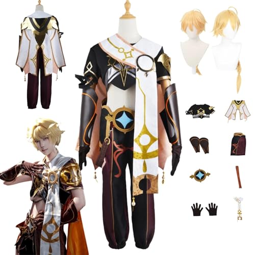 ZYJKGL Anime Genshin Impact Cosplay Uniform Aether Cosplay Kostüm Vollständiges Set – Halloween Party und Anime Konventionen Vollständiges Set Outfit Erwachsene von ZYJKGL